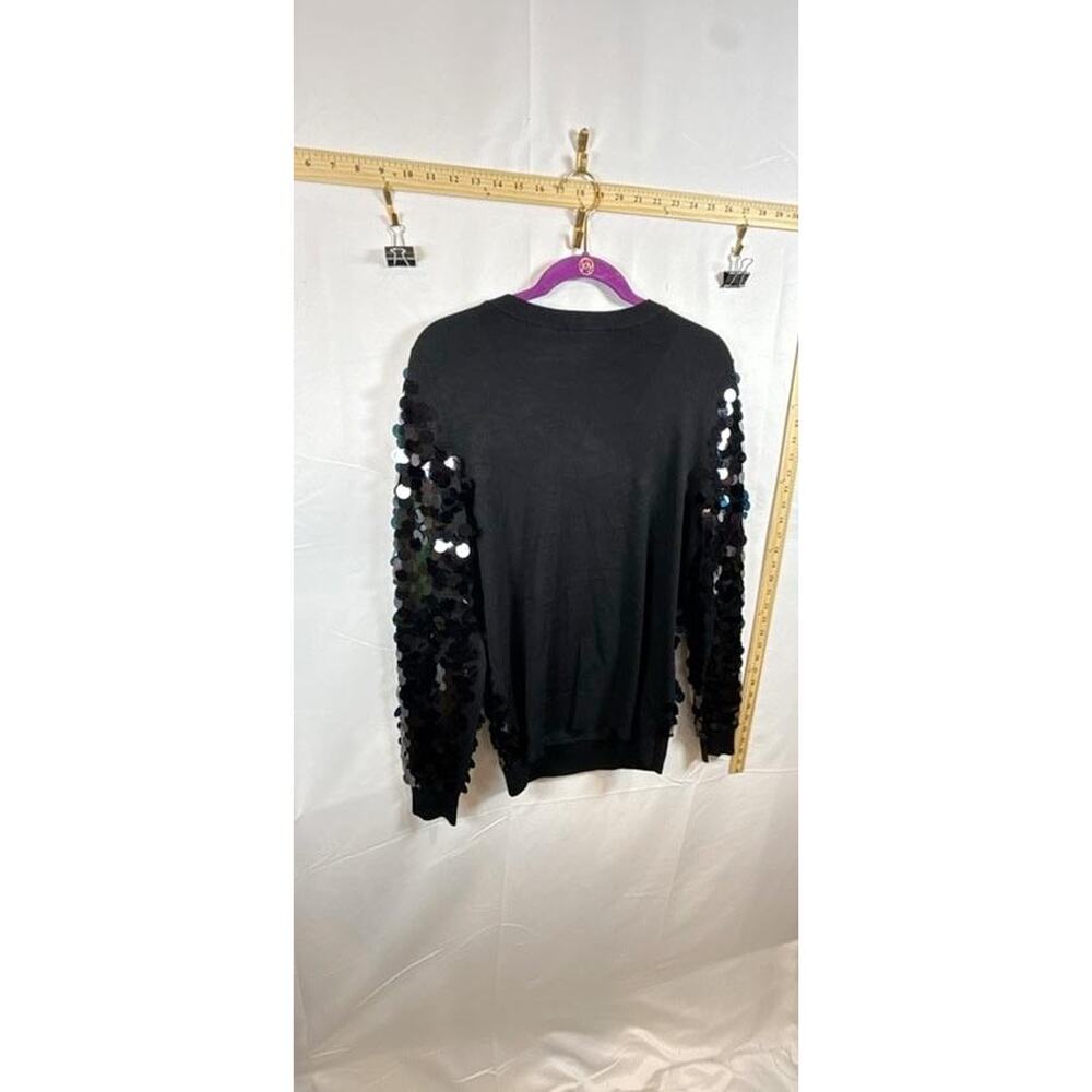 INC International Concepts Womens Sweater NWT L Black Sequin Glam Crewneck Top - Picture 6 of 8